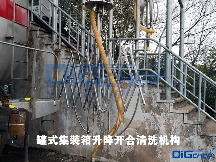 罐式集裝箱升降開合清洗機構(gòu)